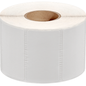 Labels 50mm x 30mm Gloss White, 28mm core [1500/roll]