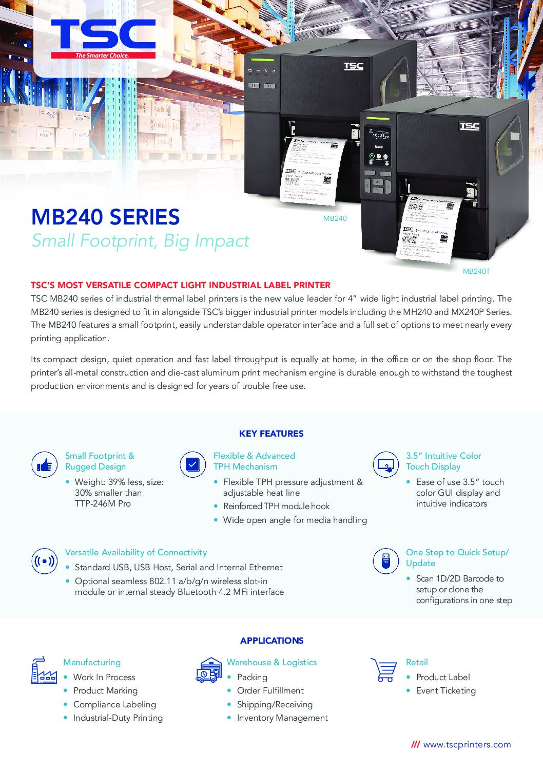 TSC MB SERIES Industrial Barcode Label Printer 203/300dpi - Image 4