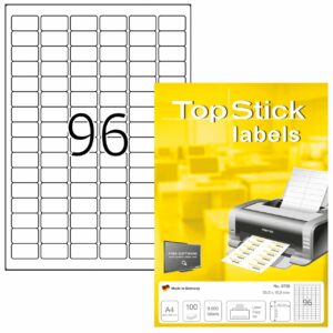 Labels, Copier/Laser/Inkjet, 31 x 17mm, White, Paper, Permanent adhesive, A4 [9600 labels]