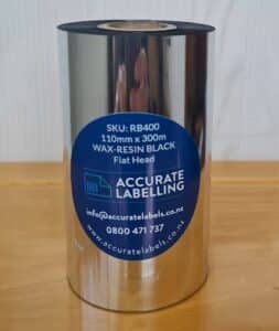 Label with white print