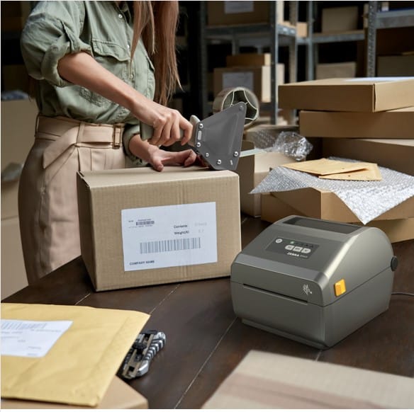 Zebra ZD421 direct thermal printer shipping and courier label application