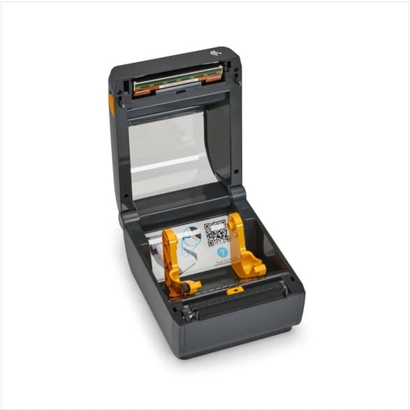 zebra zd421 direct thermal printer product photo with cover open
